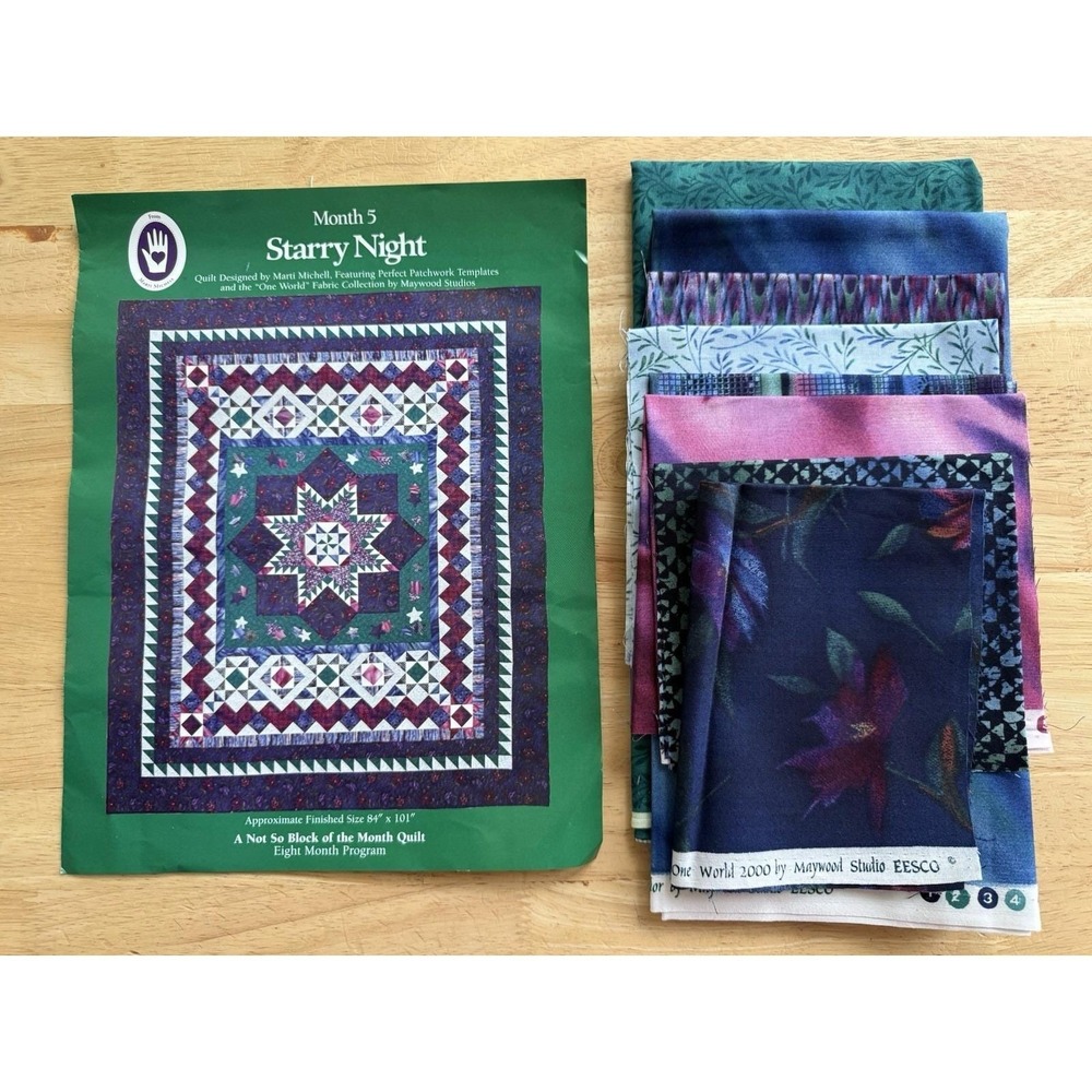 Starry Night Month 5 A Not So Block Of The Month Quilt Block w Fabric M. Michell